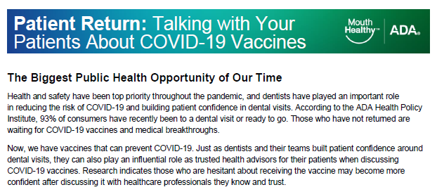 ADA Talking With Patients About COVID-19 Toolkit