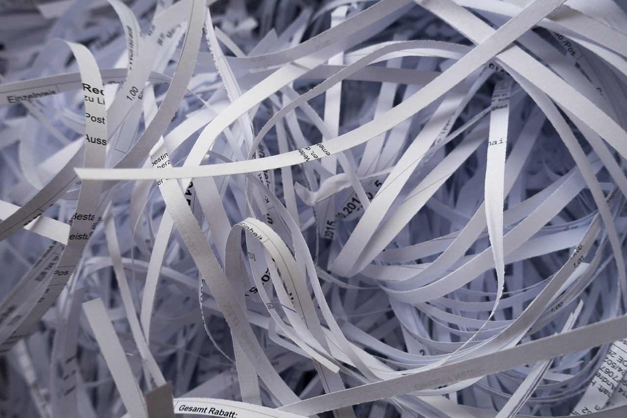 A collection of shredded paper